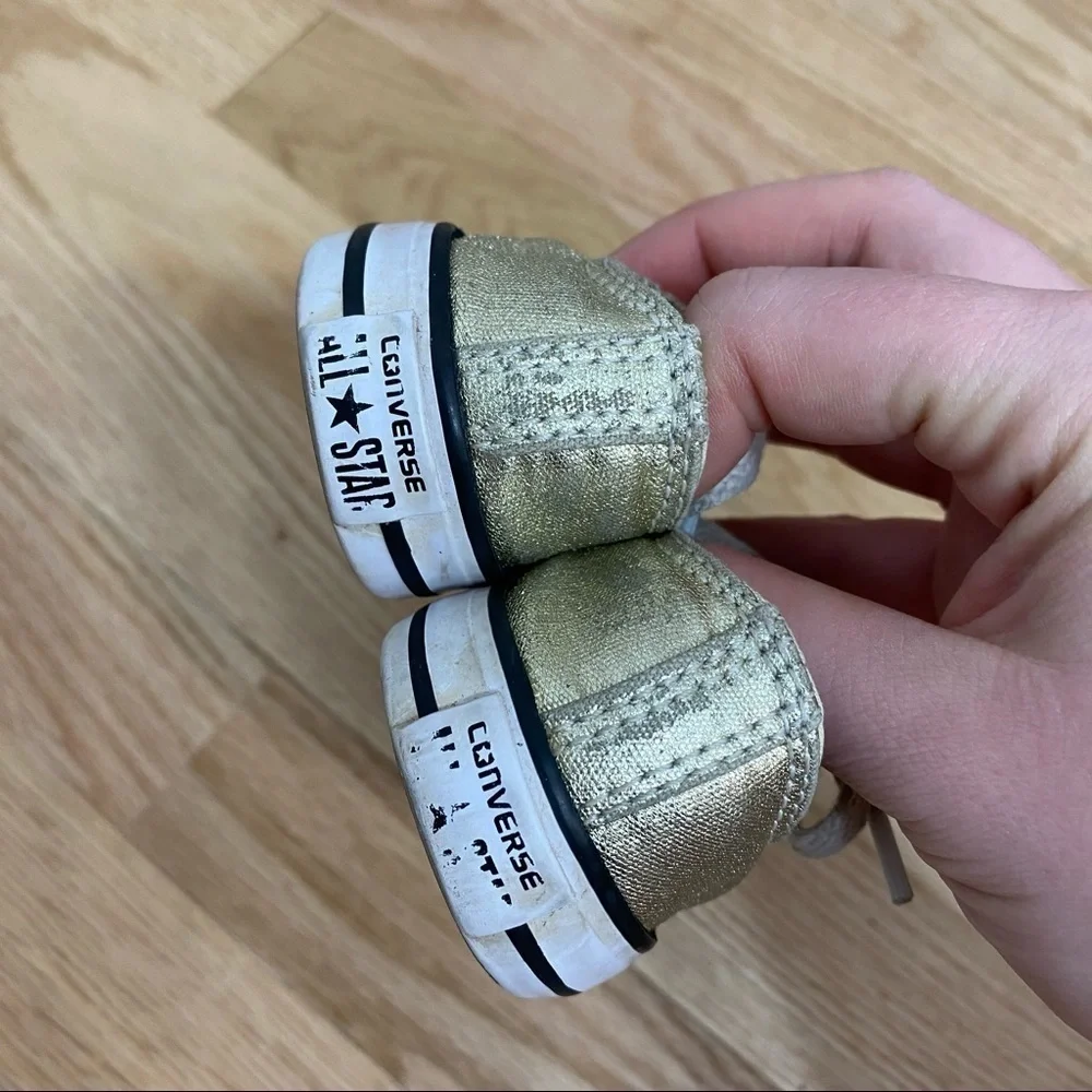 Converse Gold Baby Sneakers Sz 5 Lace Up Kids